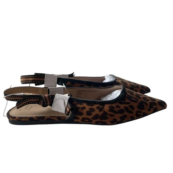 A New Day Leopard Print Pointed Toe Slingback Flats Size 9.5 NWT - Picture 3 of 9